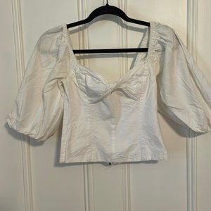 Bustier/corset style puff sleeve cropped top